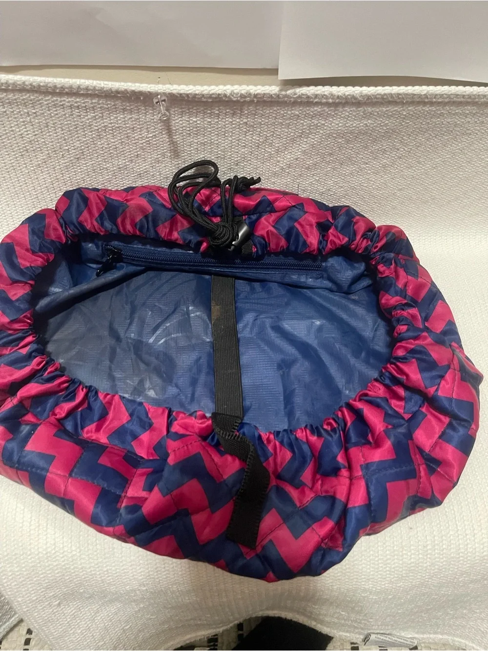Chevron Drawstring Jewelry or Makeup Pouch - Pink & Navy